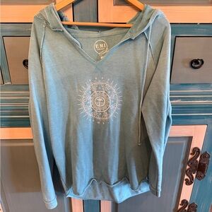 EMI Light Teal Pullover Hoodie with Graphic